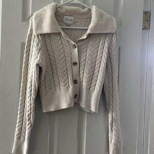 Pink Rose Women's Beige Cable Knit Cardigan